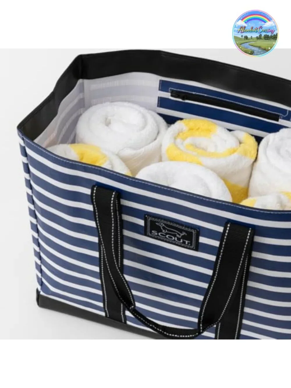 Large Water-Resistant Woven Polypropylene Open Top Beach Pool Tote Bag